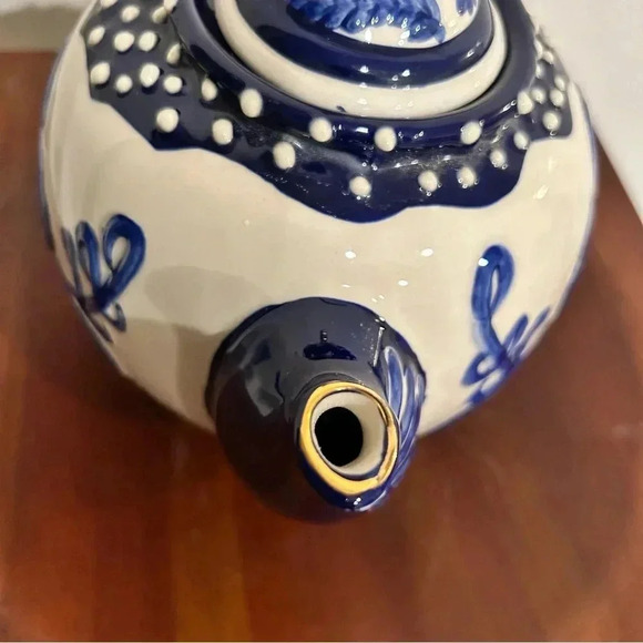 Heather Goldminc Blue Sky Clayworks Blue and White Teapot - Picture 8 of 10